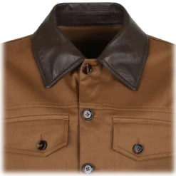 Dolce & Gabbana - Brown Leather Detailing Jacket - Dolce & Gabbana Exclusive Luxury Collection - Avvenice