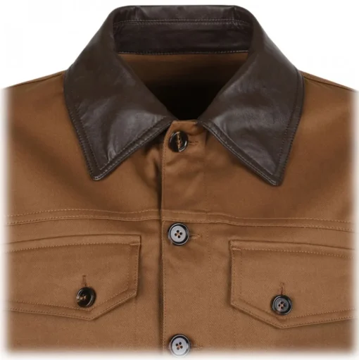 Dolce & Gabbana - Brown Leather Detailing Jacket - Dolce & Gabbana Exclusive Luxury Collection - Avvenice