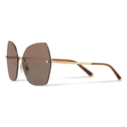 Dolce & Gabbana - Butterfly Sunglasses with Metallic Details - Gold Brown - Dolce & Gabbana Eyewear - Avvenice