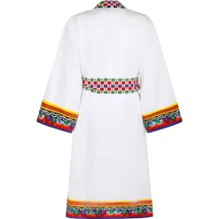 Dolce & Gabbana - Carretto Sciliano Printed Trim Bathrobe - Dolce & Gabbana Exclusive Luxury Collection - Avvenice