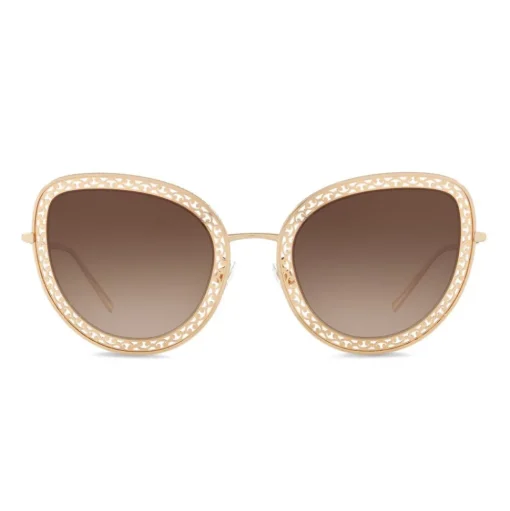 Dolce & Gabbana - Cat Eye Devotion Sunglasses with Lace - Gold - Dolce & Gabbana Eyewear - Avvenice