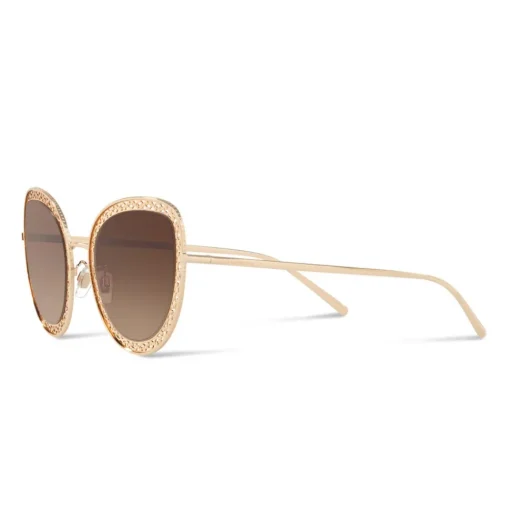 Dolce & Gabbana - Cat Eye Devotion Sunglasses with Lace - Gold - Dolce & Gabbana Eyewear - Avvenice