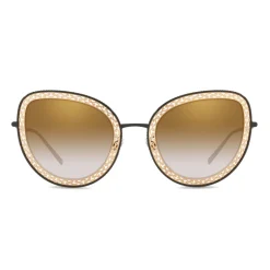 Dolce & Gabbana - Cat Eye Devotion Sunglasses with Lace - Gold Black - Dolce & Gabbana Eyewear - Avvenice