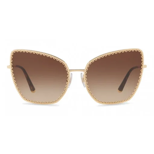 Dolce & Gabbana - Cat-Eye Sunglasses with "Sacred Heart" Metal Profile - Gold & Havana - Dolce & Gabbana Eyewear - Avvenice