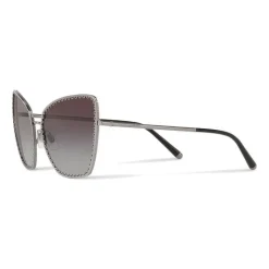 Dolce & Gabbana - Cat-Eye Sunglasses with "Sacred Heart" Metal Profile - Back Gunmetal - Dolce & Gabbana Eyewear - Avvenice