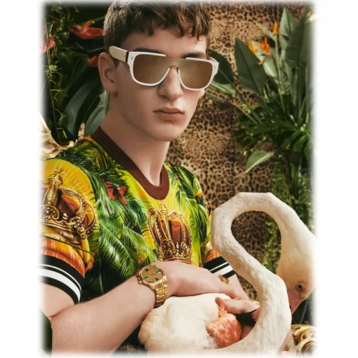 Dolce & Gabbana - Domenico Mask Sunglasses - White - Dolce & Gabbana Eyewear - Avvenice