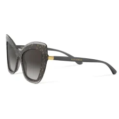 Dolce & Gabbana – Double Line Sunglasses - DG Gold Logo on Black Transparent - Dolce & Gabbana Eyewear - Avvenice