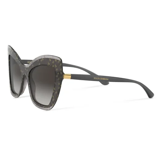 Dolce & Gabbana – Double Line Sunglasses - DG Gold Logo on Black Transparent - Dolce & Gabbana Eyewear - Avvenice