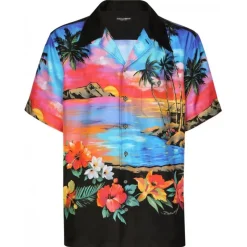 Dolce & Gabbana - Hawaii Silk Graphic Print Short Sleeve Shirt - Dolce & Gabbana Exclusive Luxury Collection - Avvenice