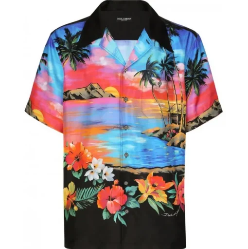 Dolce & Gabbana - Hawaii Silk Graphic Print Short Sleeve Shirt - Dolce & Gabbana Exclusive Luxury Collection - Avvenice