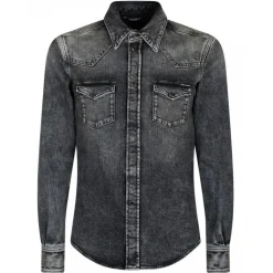 Dolce & Gabbana - Man Shirt Faded Denim Grey - Dolce & Gabbana Exclusive Luxury Collection - Avvenice
