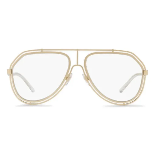 Dolce & Gabbana - Pilot Sunglasses with Metallic Profile - Shiny Light Gold Transparent - Dolce & Gabbana Eyewear - Avvenice