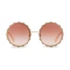 Dolce & Gabbana - Round Metal Sunglasses with Crystals - Rose Gold - Dolce & Gabbana Eyewear - Avvenice