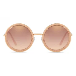 Dolce & Gabbana - Round Sunglasses with "Sacred Heart" Metal Profile - Rose Gold - Dolce & Gabbana Eyewear - Avvenice