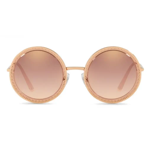 Dolce & Gabbana - Round Sunglasses with "Sacred Heart" Metal Profile - Rose Gold - Dolce & Gabbana Eyewear - Avvenice