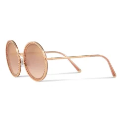 Dolce & Gabbana - Round Sunglasses with "Sacred Heart" Metal Profile - Rose Gold - Dolce & Gabbana Eyewear - Avvenice