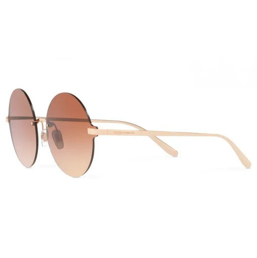 Dolce & Gabbana - Round Sunglasses Plaque Logo - Rose Gold - Dolce & Gabbana Eyewear - Avvenice