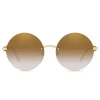 Dolce & Gabbana - Round Sunglasses Plaque Logo - Gold - Dolce & Gabbana Eyewear - Avvenice