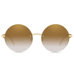 Dolce & Gabbana - Round Sunglasses Plaque Logo - Gold - Dolce & Gabbana Eyewear - Avvenice