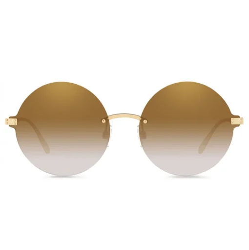 Dolce & Gabbana - Round Sunglasses Plaque Logo - Gold - Dolce & Gabbana Eyewear - Avvenice