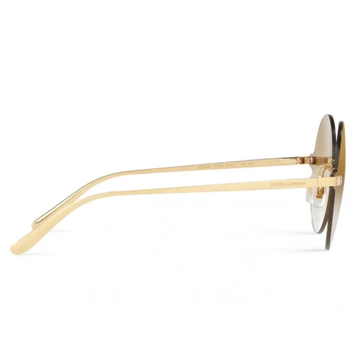 Dolce & Gabbana - Round Sunglasses Plaque Logo - Gold - Dolce & Gabbana Eyewear - Avvenice