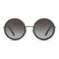 Dolce & Gabbana - Round Sunglasses with "Sacred Heart" Metal Profile - Gunmetal Black - Dolce & Gabbana Eyewear - Avvenice