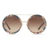 Dolce & Gabbana - Round Gold Metal Sunglasses with Clip On Majolica - Dolce & Gabbana Eyewear - Avvenice