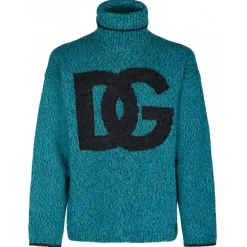 Dolce & Gabbana - Sea Green and Black Wool Blend Logo Jumper - Dolce & Gabbana Exclusive Luxury Collection - Avvenice