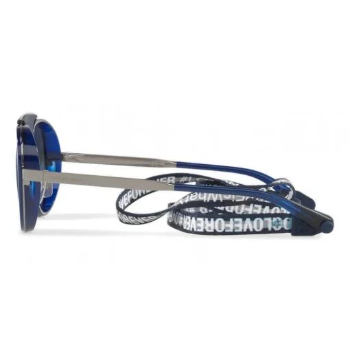 Dolce & Gabbana - Sunglasses in Metal with Fabric Band - Blue - Dolce & Gabbana Eyewear - Avvenice