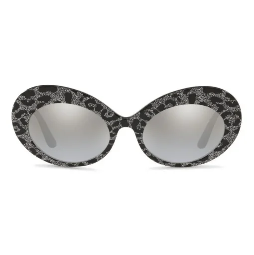 Dolce & Gabbana - Sunglasses Oval in Acetate - Leo with Silver Glitter - Dolce & Gabbana Eyewear - Avvenice