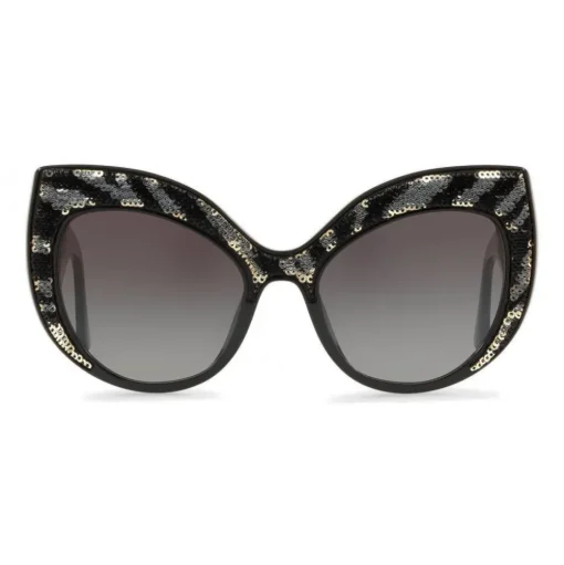 Dolce & Gabbana - Sunglasses Cat-Eye Oversize in Acetate with Sequins - Black - Dolce & Gabbana Eyewear - Avvenice
