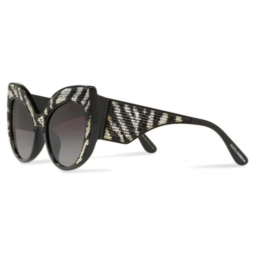 Dolce & Gabbana - Sunglasses Cat-Eye Oversize in Acetate with Sequins - Black - Dolce & Gabbana Eyewear - Avvenice