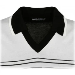 Dolce & Gabbana - White and Black Jacquard Polo Shirt - Dolce & Gabbana Exclusive Luxury Collection - Avvenice