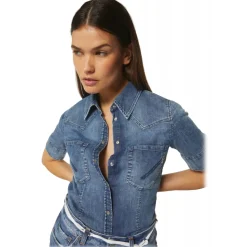 Dondup - Cotton Western Shirt - Blue - Shirt - Luxury Exclusive Collection - Avvenice