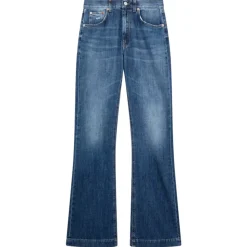 Dondup - Lightweight Washed Denim Canvas Flared Jeans - Blue - Trousers - Luxury Exclusive Collection - Avvenice