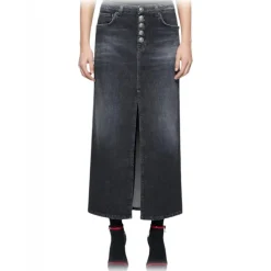 Dondup - Long Denim Skirt with Jewel Buttons - Black - Skirt - Luxury Exclusive Collection - Avvenice