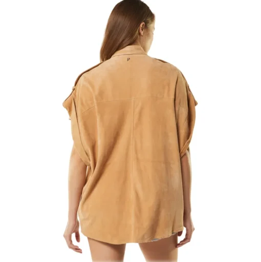 Dondup - Oversized Genuine Suede Shirt - Camel - Shirt - Luxury Exclusive Collection - Avvenice