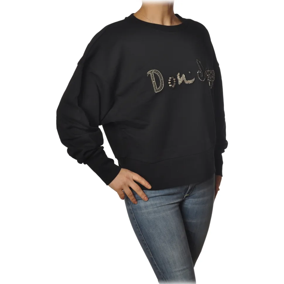 Dondup - Oversized Sweatshirt with Logo - Black - Sweatshirt - Luxury Exclusive Collection - Avvenice
