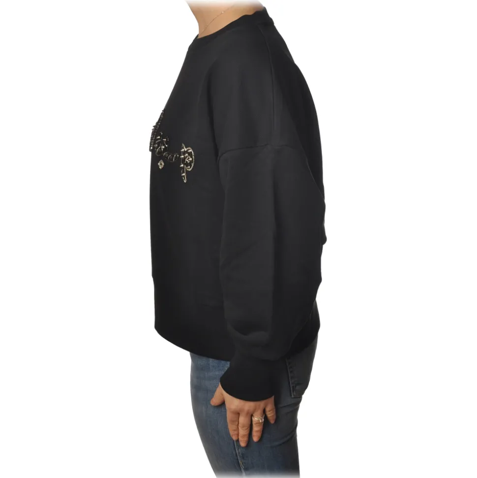 Dondup - Oversized Sweatshirt with Logo - Black - Sweatshirt - Luxury Exclusive Collection - Avvenice