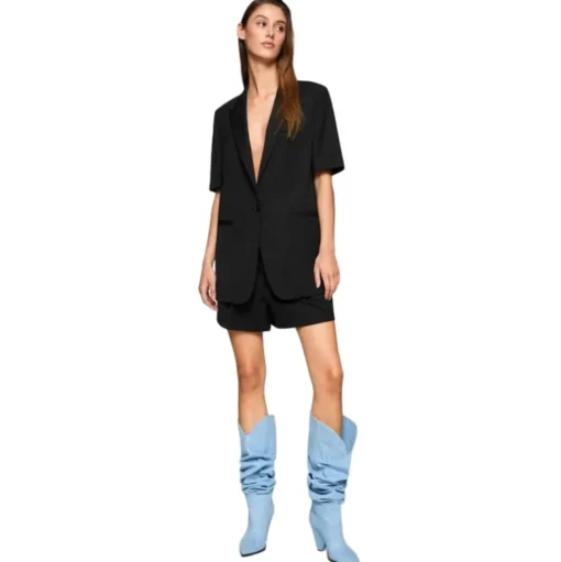 Dondup - Single Breasted Short Sleeve Blazer - Black - Jacket - Luxury Exclusive Collection - Avvenice