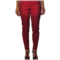 Dondup - Slim Fit Trousers with Zip Details - Red - Trousers - Luxury Exclusive Collection - Avvenice
