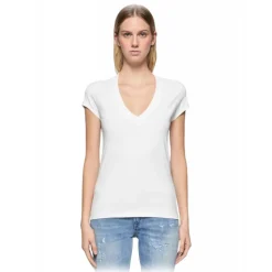 Dondup - Slim V-Neck T-shirt - White - T-shirt - Luxury Exclusive Collection - Avvenice