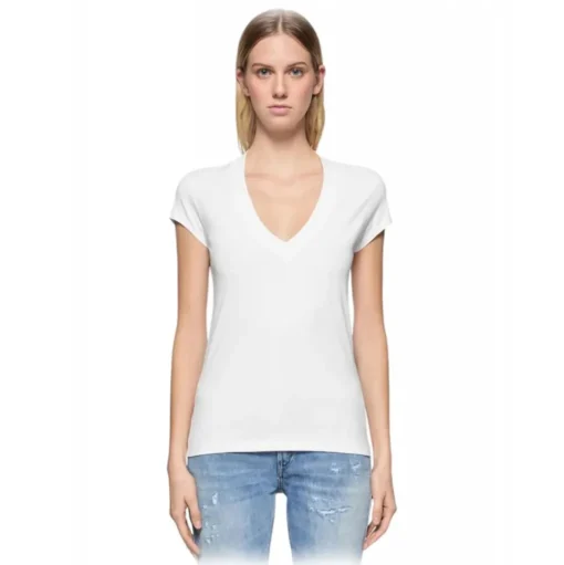 Dondup - Slim V-Neck T-shirt - White - T-shirt - Luxury Exclusive Collection - Avvenice