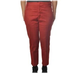 Dondup - Tapered Leg Trousers with Strap - Red - Trousers - Luxury Exclusive Collection - Avvenice