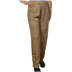 Dondup - Wide Leg Trousers in Delavè Fabric - Beige - Trousers - Luxury Exclusive Collection - Avvenice
