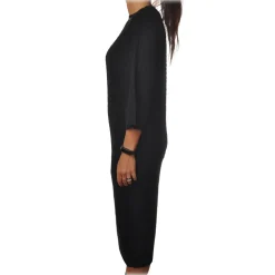 Elisabetta Franchi - 3/4 Long Sleeve Crew-Neck - Black - Dress - Made in Italy - Luxury Exclusive Collection - Avvenice