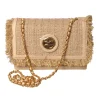 Elisabetta Franchi - Bag with Chain in Fabric - Champagne - Bag - Made in Italy - Luxury Exclusive Collection - Avvenice