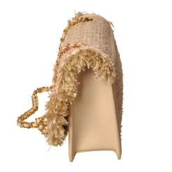 Elisabetta Franchi - Bag with Chain in Fabric - Champagne - Bag - Made in Italy - Luxury Exclusive Collection - Avvenice