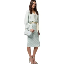Elisabetta Franchi - Blouse with Chain Detail - Light Blue - Shirt - Made in Italy - Luxury Exclusive Collection - Avvenice