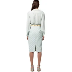 Elisabetta Franchi - Blouse with Chain Detail - Light Blue - Shirt - Made in Italy - Luxury Exclusive Collection - Avvenice